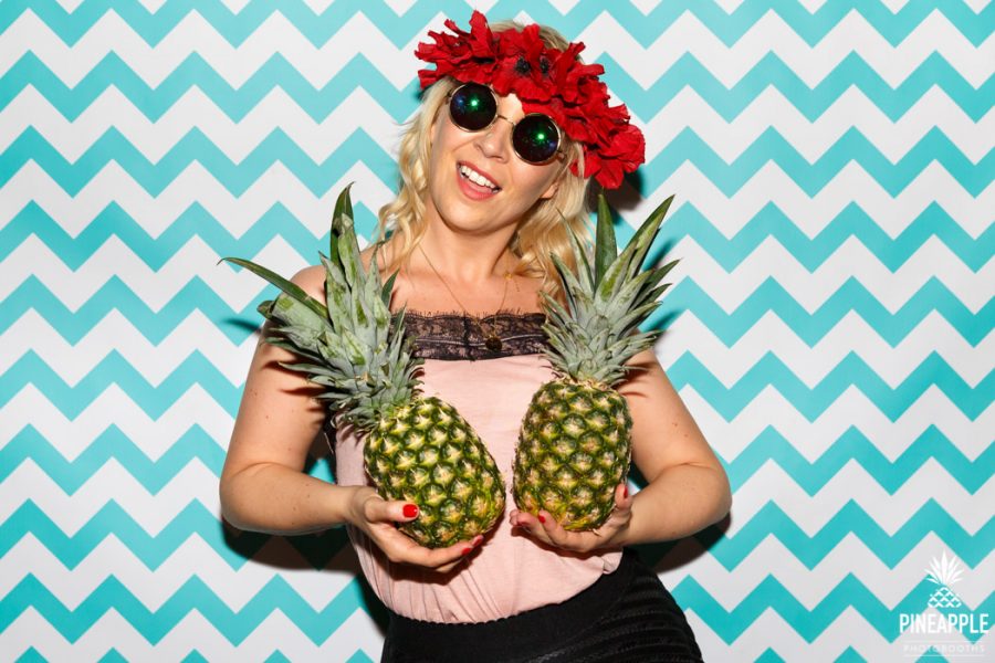 quirky photo booth manchester with pineapples and flower crown